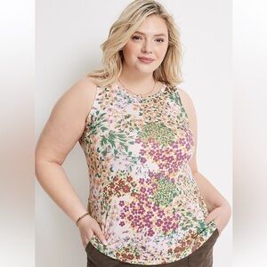 🦋 Maurices 24/7 Mara High Neck Sleeveless Tank Floral Colorful Spring Comfy XL